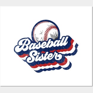 Retro Baseball Sister Red White Blue Posters and Art